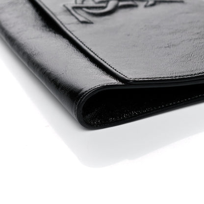 Saint Laurent Textured Patent Monogram Large Belle De Jour Clutch Black 9 of 12