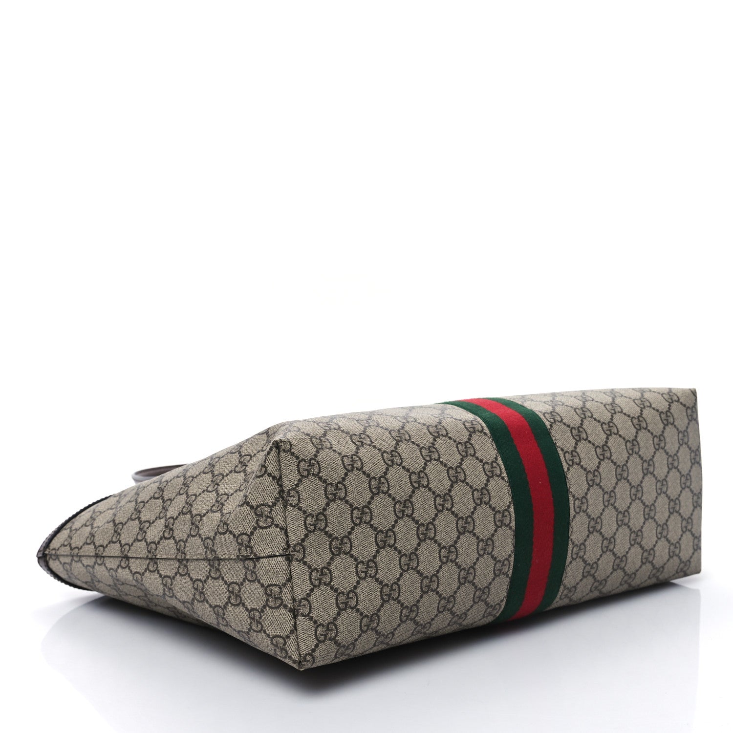 Gucci GG Supreme Monogram Textured Calfskin Web Medium Ophidia Shopping Tote Beige Ebony New Acero 4 of 10