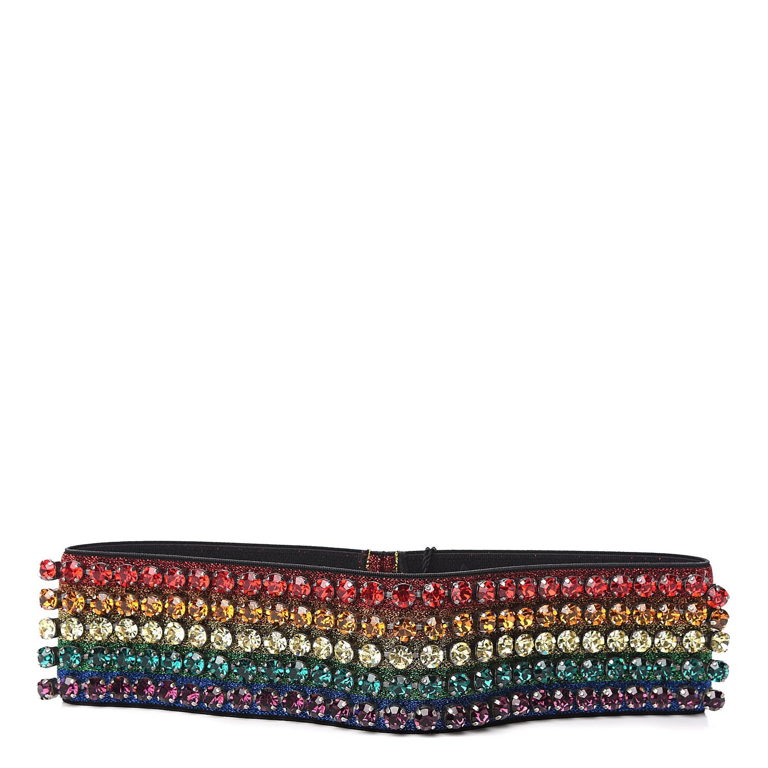Gucci Metallic Crystal Embellished Webby Headband 57 Rainbow 1 of 8