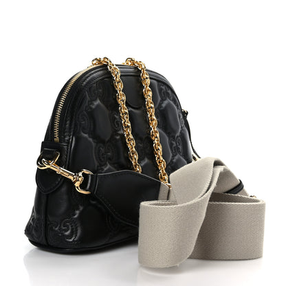 Gucci Calfskin GG Matelasse Small Dome Shoulder Bag Black Natural 3 of 8