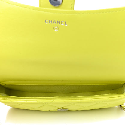 Chanel Lambskin Quilted Flap Phone Holder With Chain Yellow 4 of 10