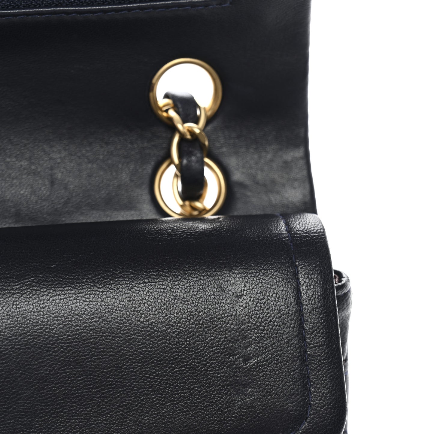 Lambskin Quilted Small Double Flap Navy