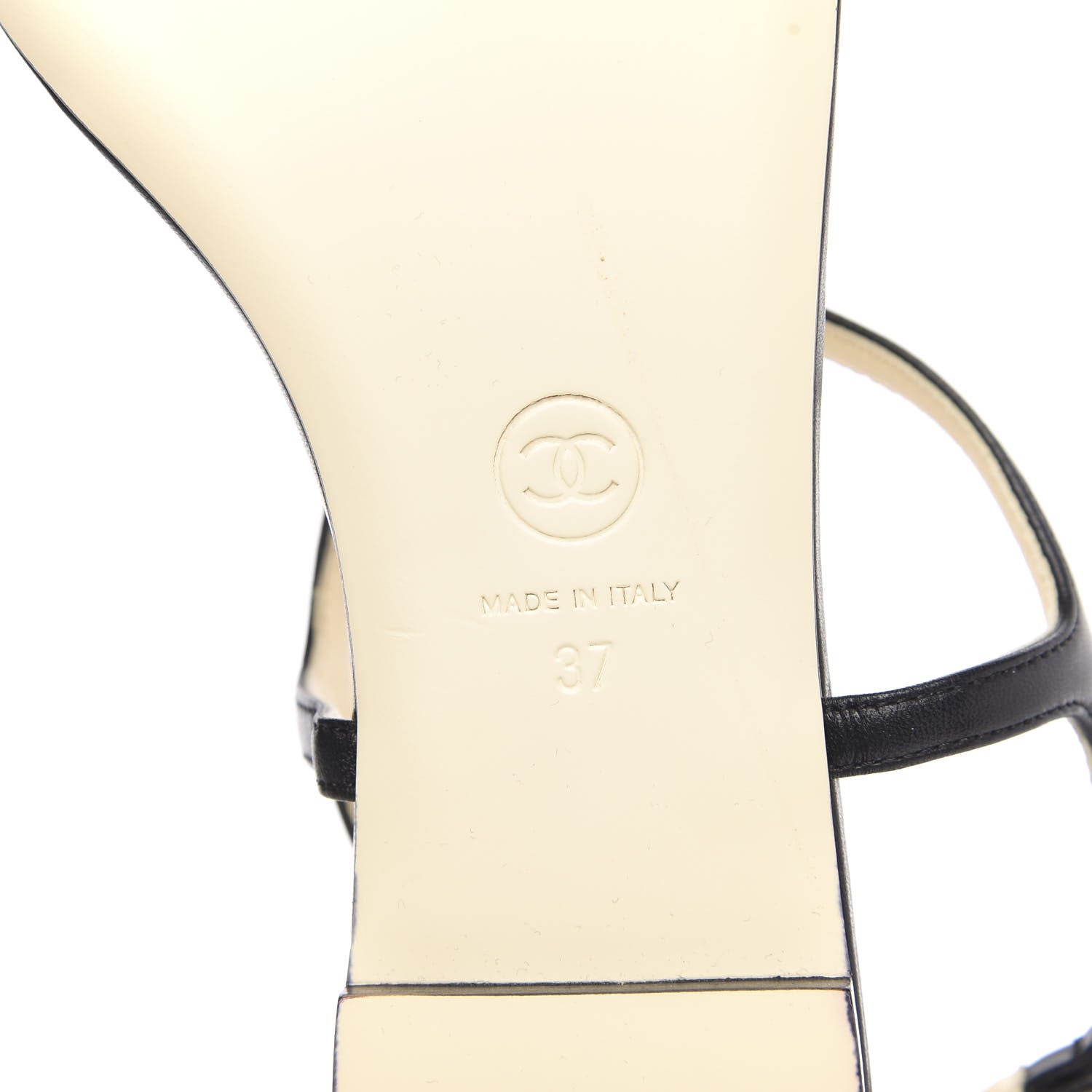 Chanel Lambskin Camellia Thong Sandals 37 Black 7 of 7