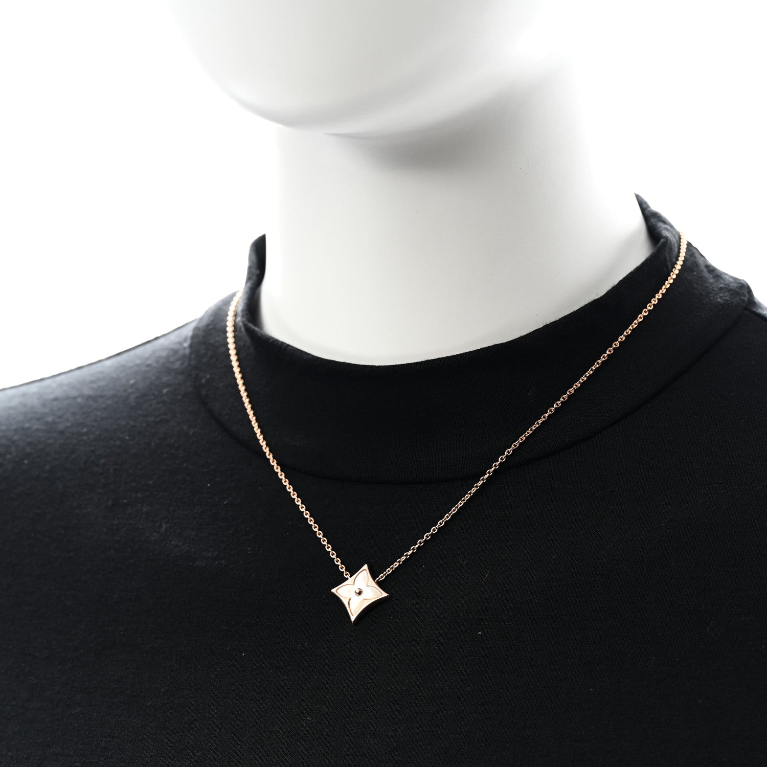 Louis Vuitton 18K Pink Gold Mother of Pearl Color Blossom Star Pendant Necklace 2 of 6