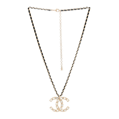 Chanel Lambskin Baguette Crystal CC Necklace Black Light Gold 3 of 4