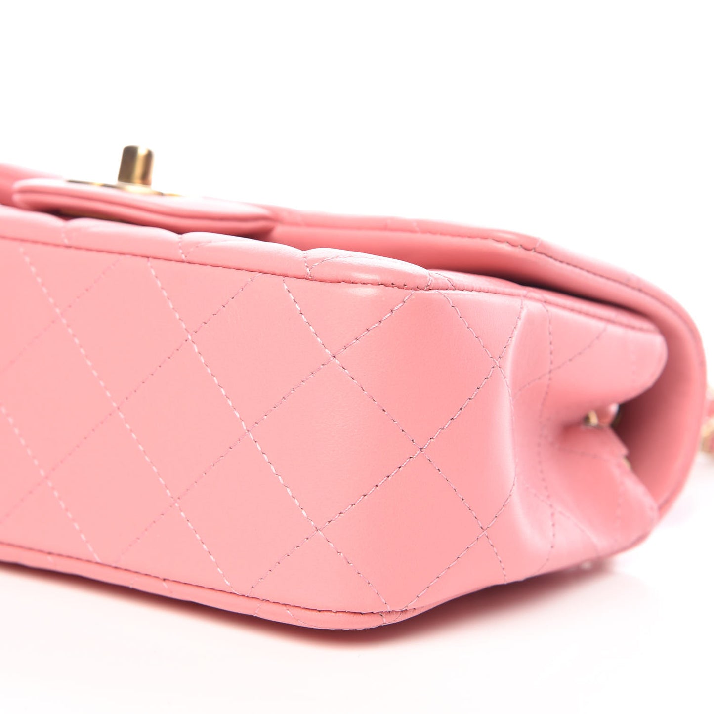 Lambskin Quilted Mini Rectangular Flap Pink