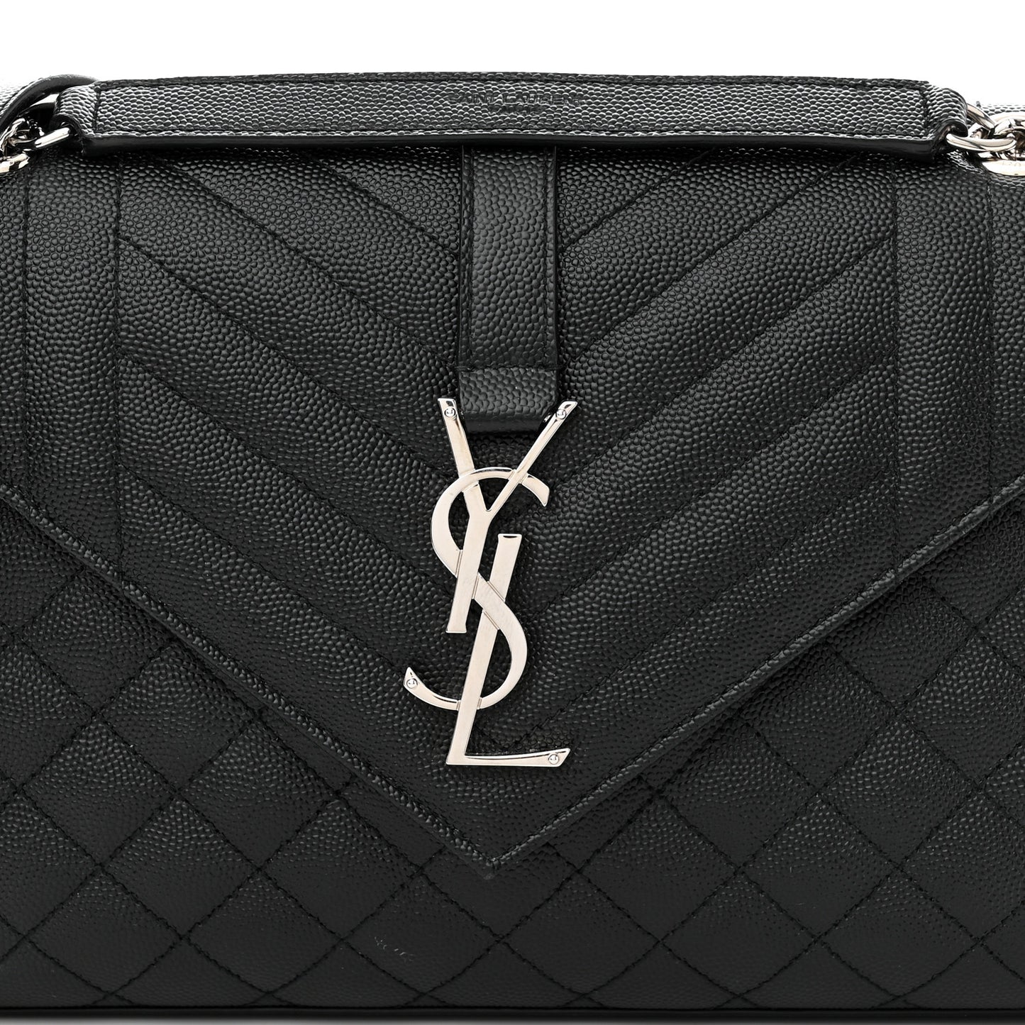 Grain De Poudre Textured Mixed Matelasse Triquilt Medium Monogram Satchel Black
