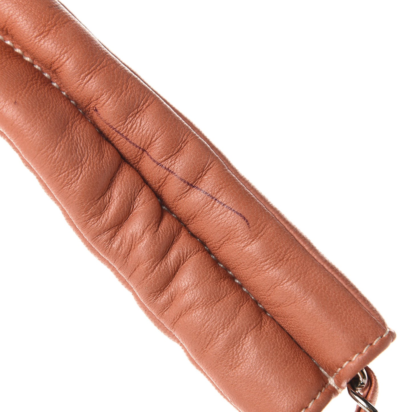 Lambskin Contrast Stitch Large Drawstring Tote Coral