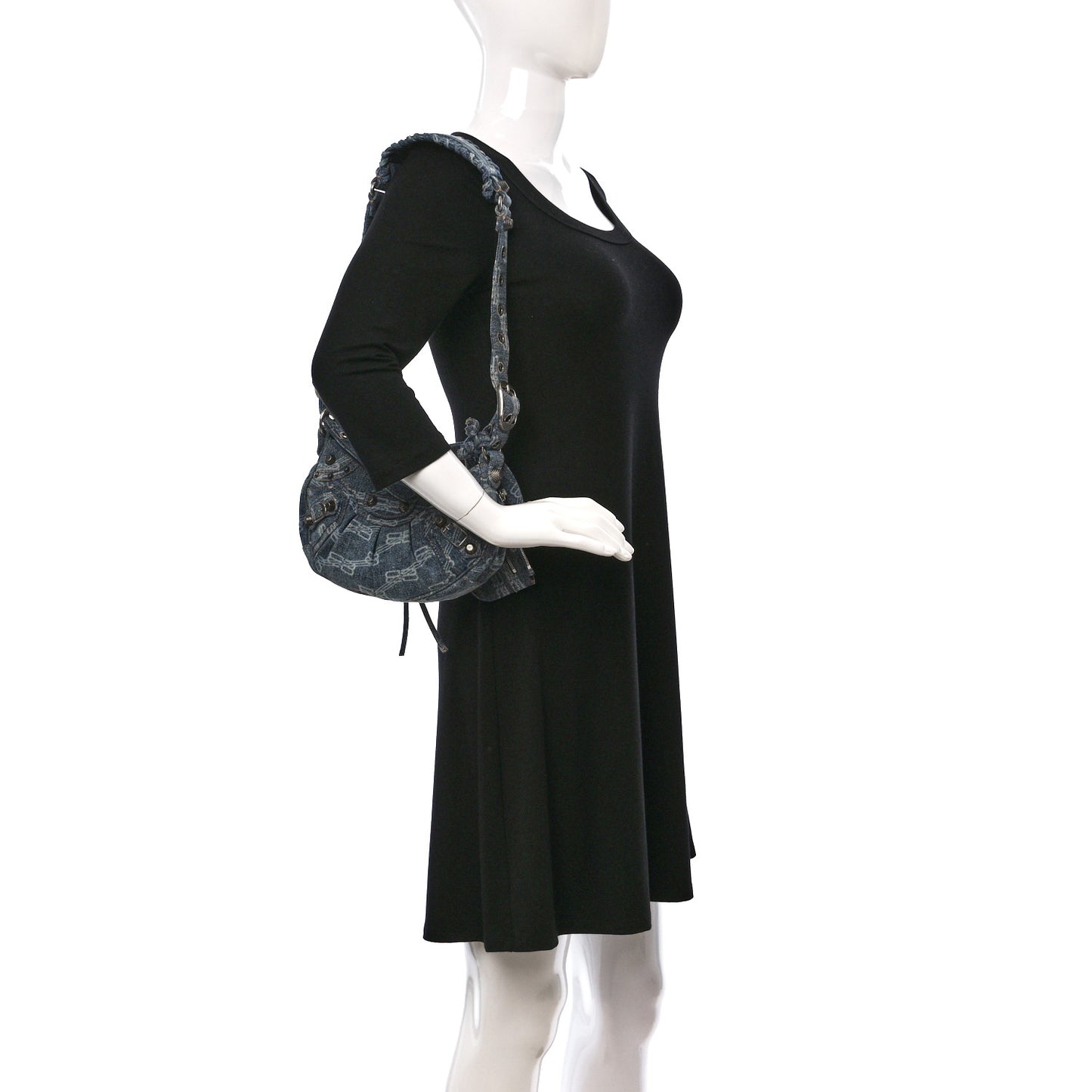 Bleached Denim BB Monogram Le Cagole Shoulder Bag XS Blue