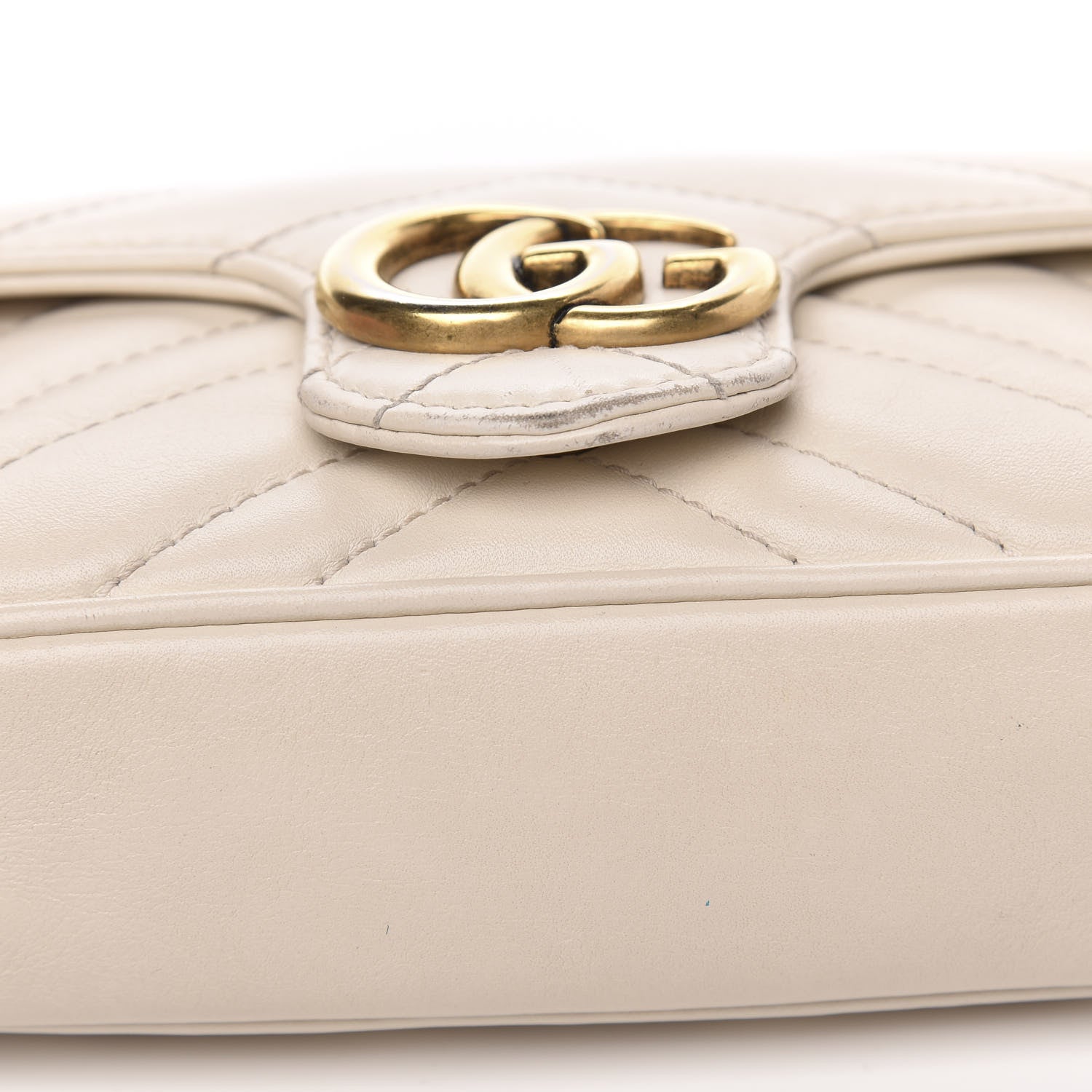 Gucci Calfskin Matelasse Super Mini GG Marmont Shoulder Bag White 11 of 17