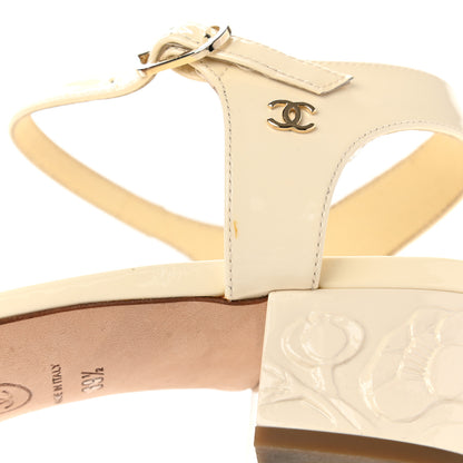Chanel Patent Camellia Embossed Sandals 39.5 Ivory 12 of 12