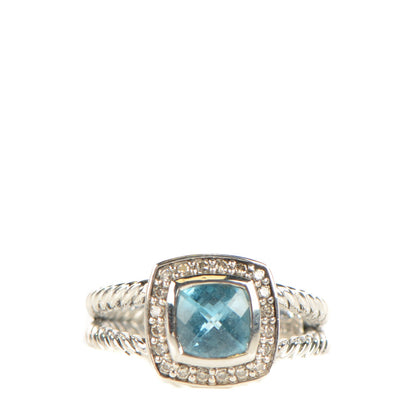 David Yurman Sterling Silver Diamond Blue Topaz 7mm Petite Albion Ring 55 7.25 1 of 4