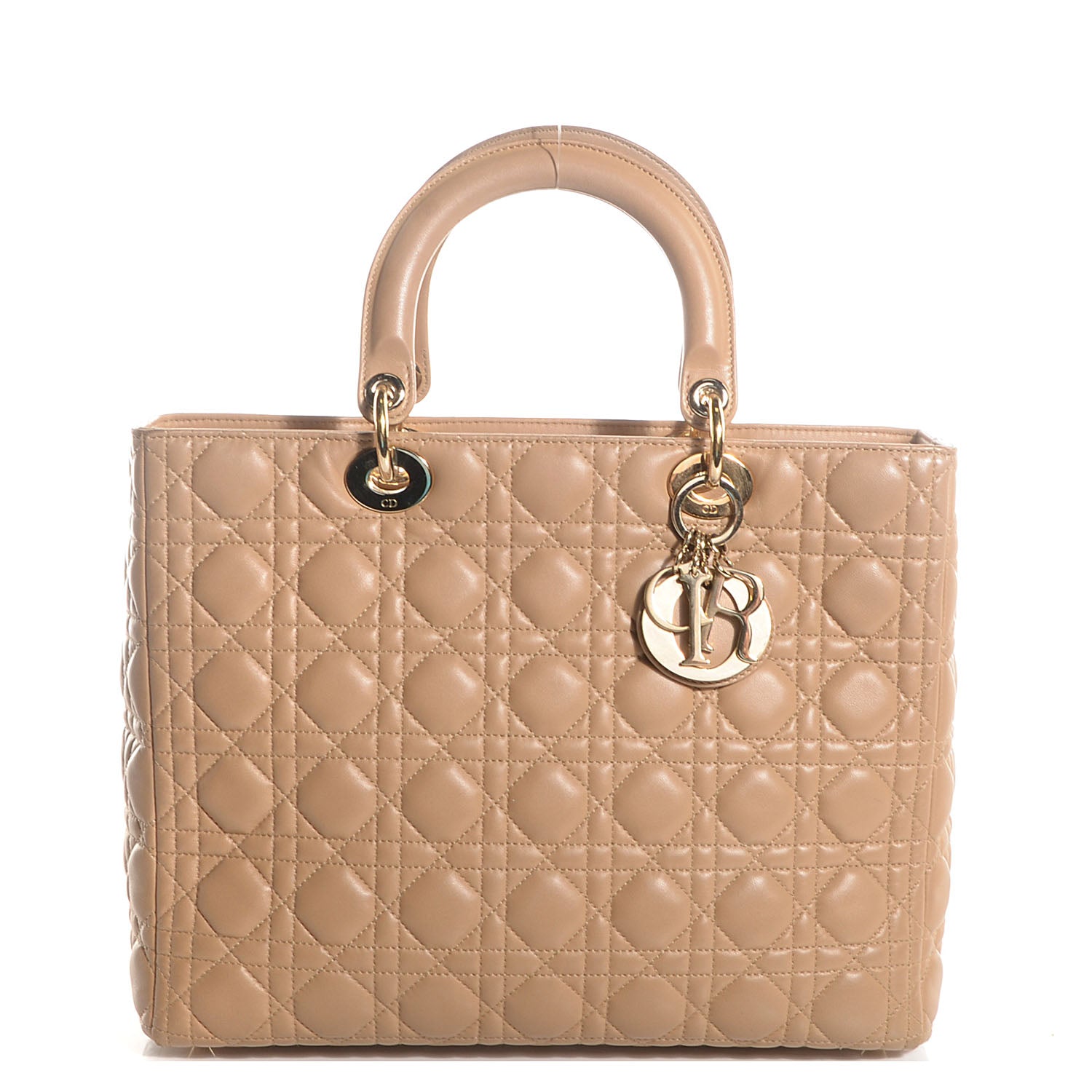 Christian Dior Lambskin Cannage Large Lady Dior Beige 1 of 7
