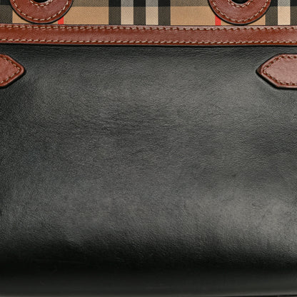 Burberry Calfskin Vintage Check Mini Two Handle Title Bag Black 21 of 24