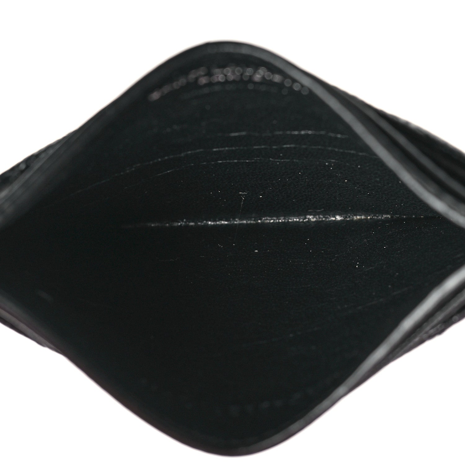 Saint Laurent Grain De Poudre Matelasse Chevron Monogram Credit Card Case Black 5 of 9