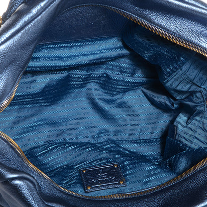 Prada Vitello Daino Satchel Denim Mordore 7 of 12