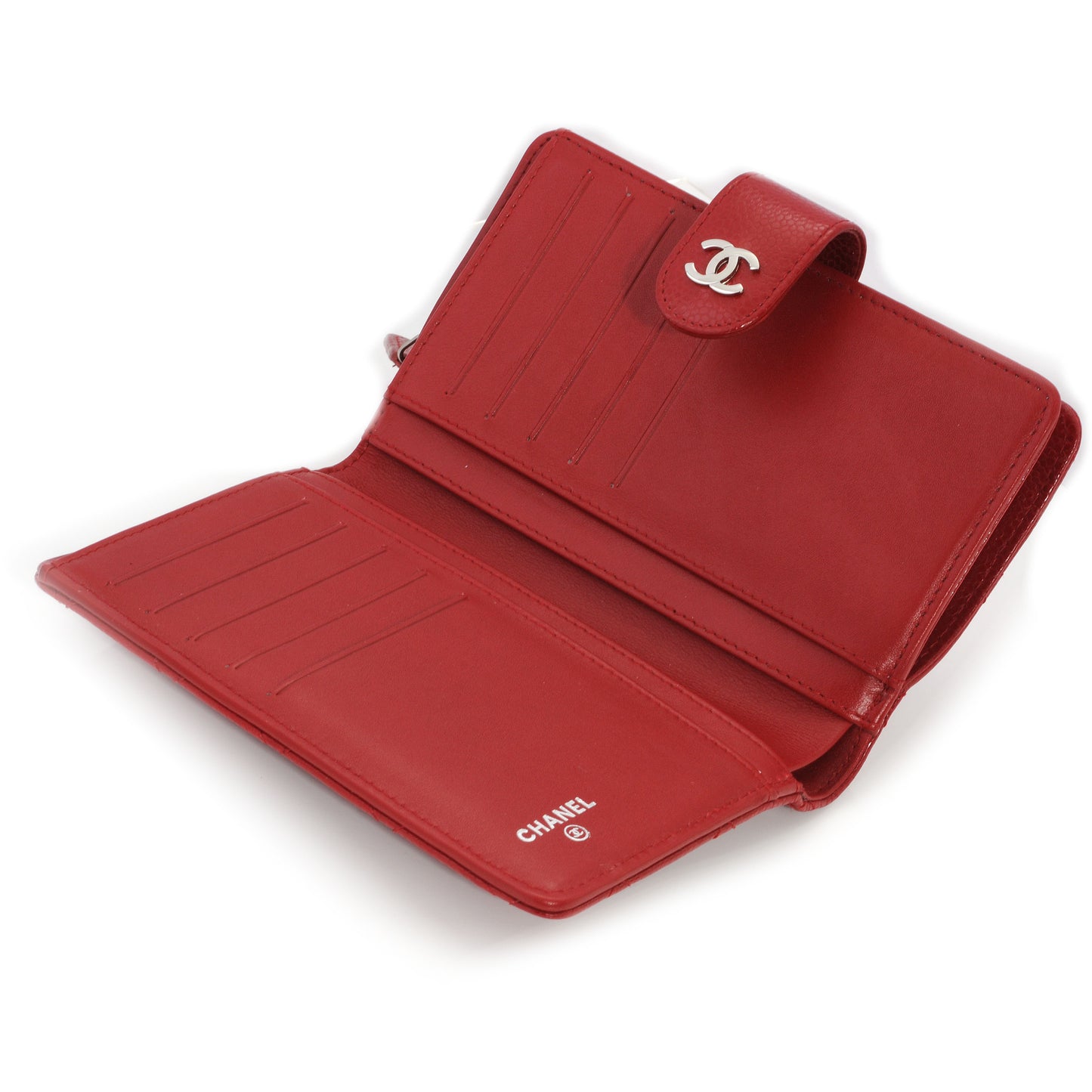 Caviar Quilted Zip Wallet Red