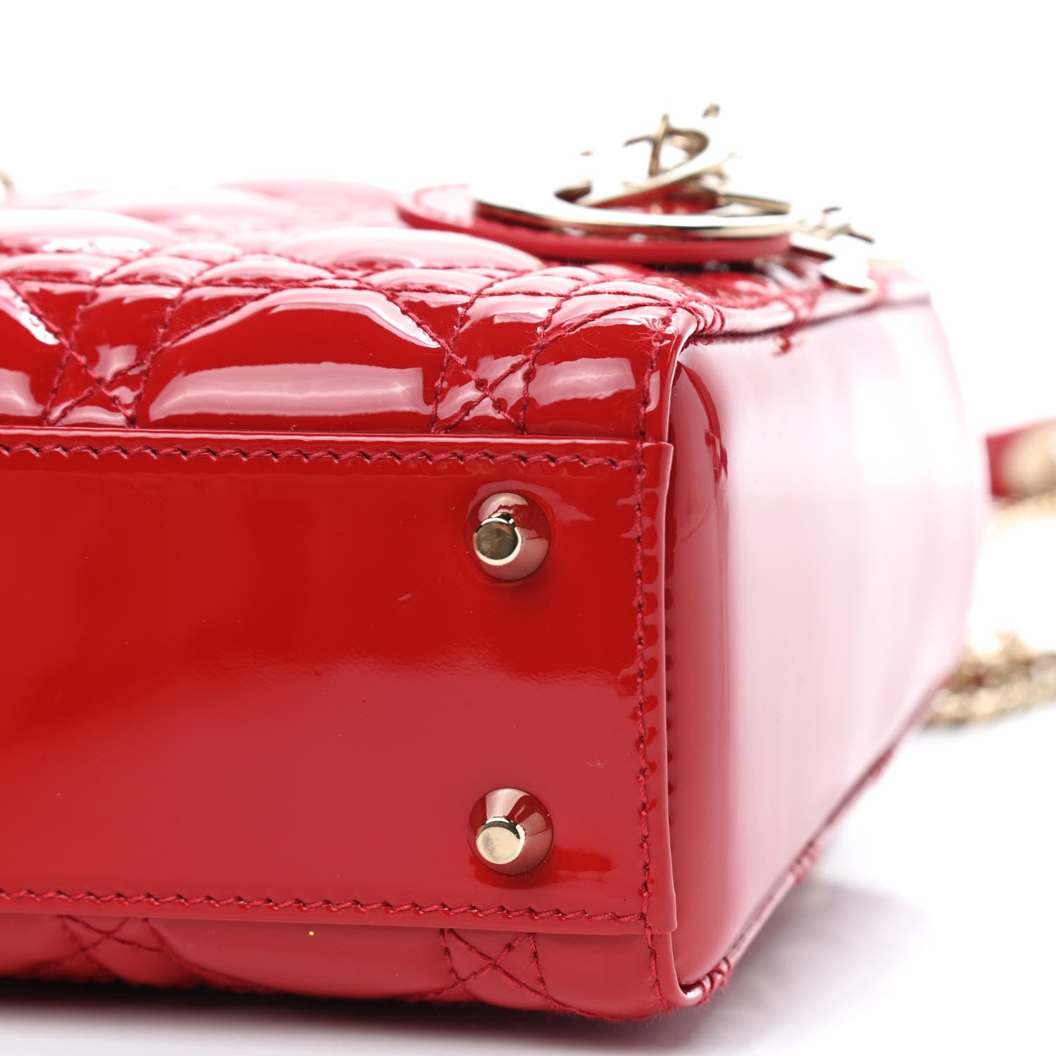 Christian Dior Patent Cannage Mini Lady Dior Red 7 of 8