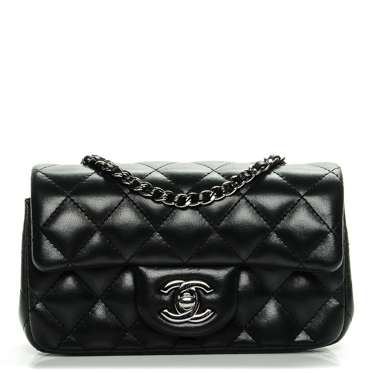 Lambskin Quilted Extra Mini Flap Black