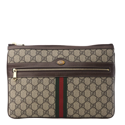 Gucci GG Supreme Monogram Large Ophidia Pouch Clutch Brown 1 of 8