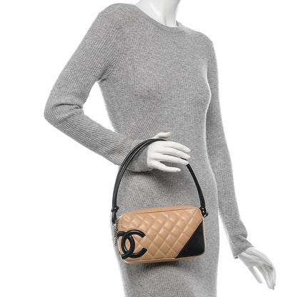 Chanel Calfskin Quilted Cambon Pochette Beige Black 2 of 7