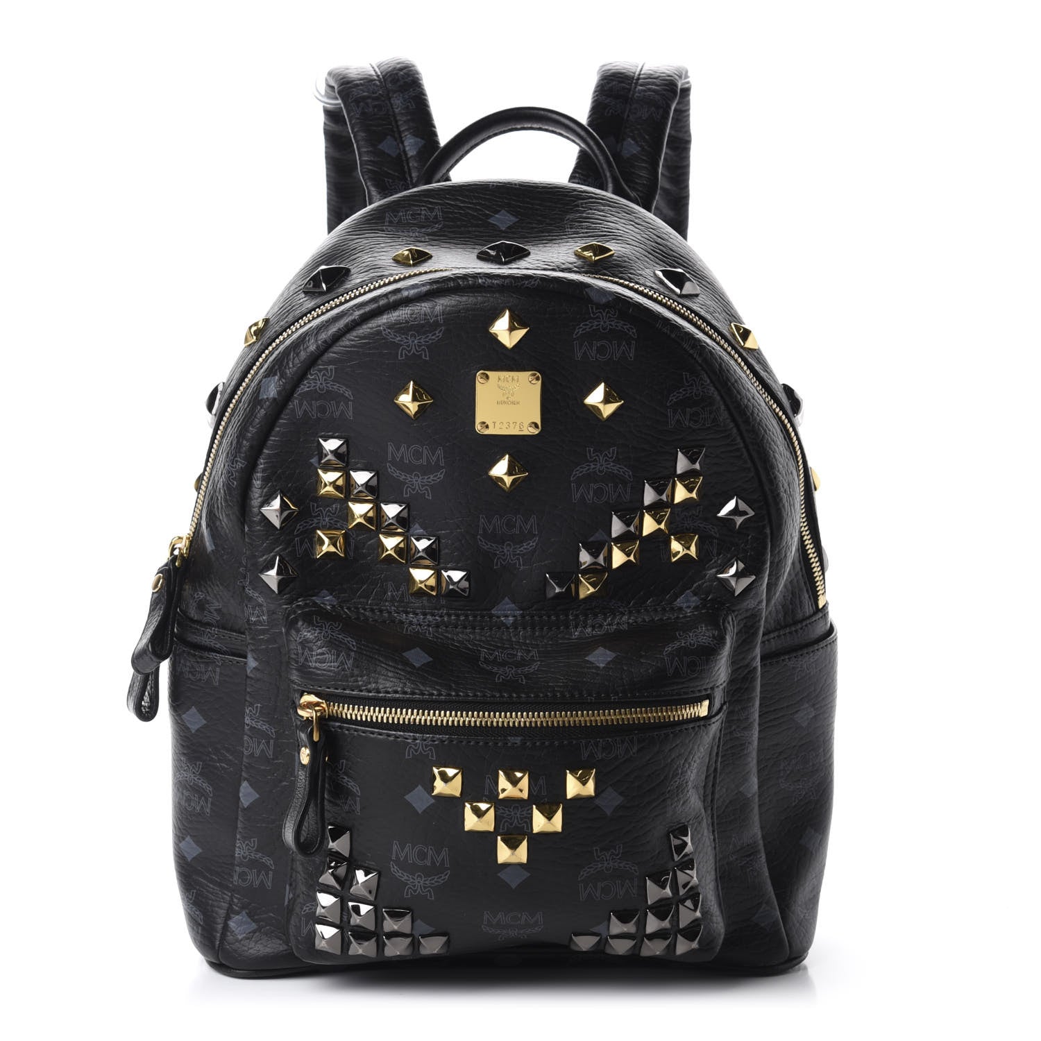 MCM Visetos Studded Small Stark M Backpack Black 1 of 10