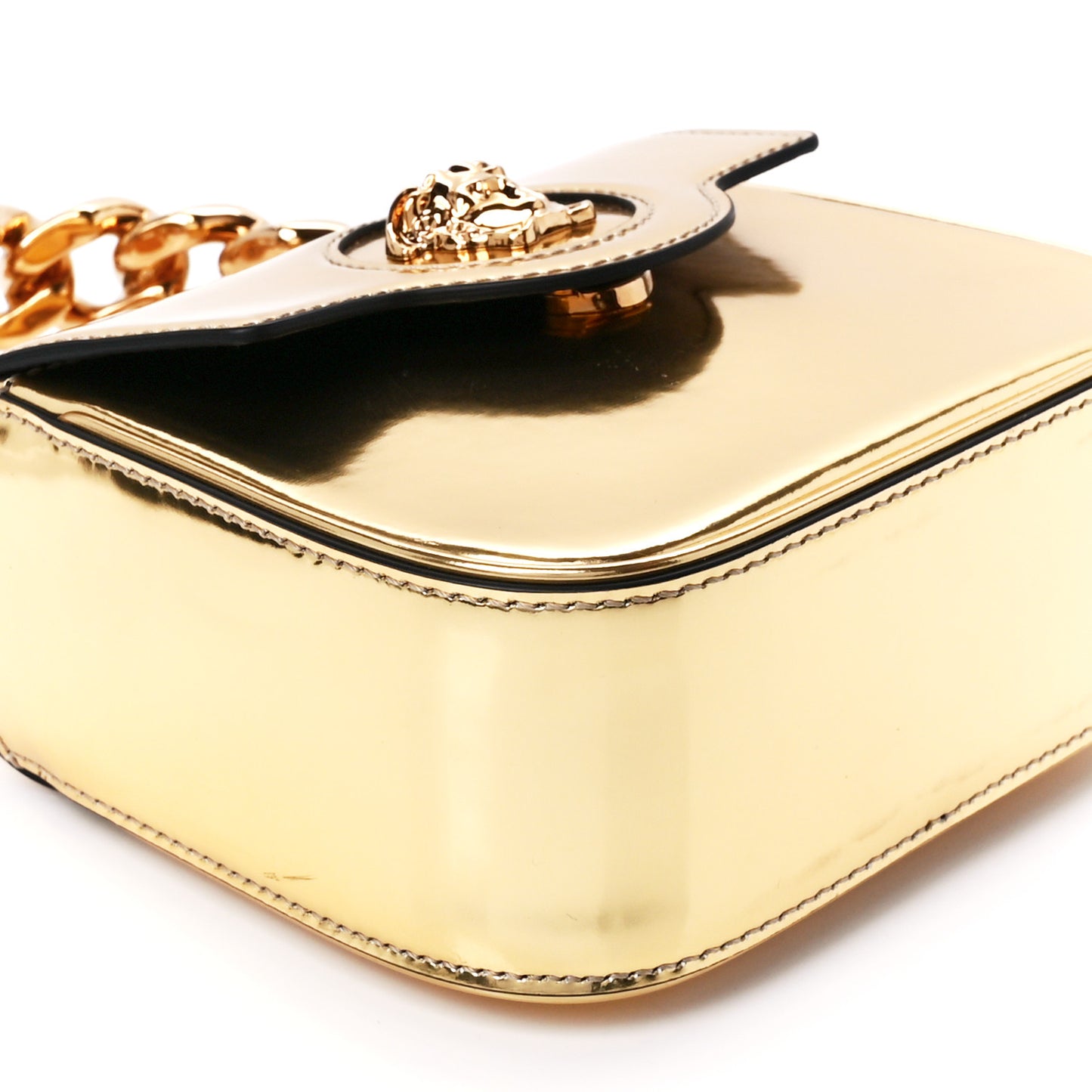 Metallic Calfskin Mini La Medusa Bag Gold