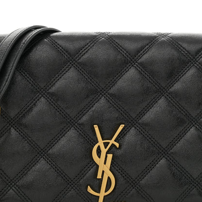 Saint Laurent Lambskin Diamond Quilted Becky Chain Wallet Black 9 of 12