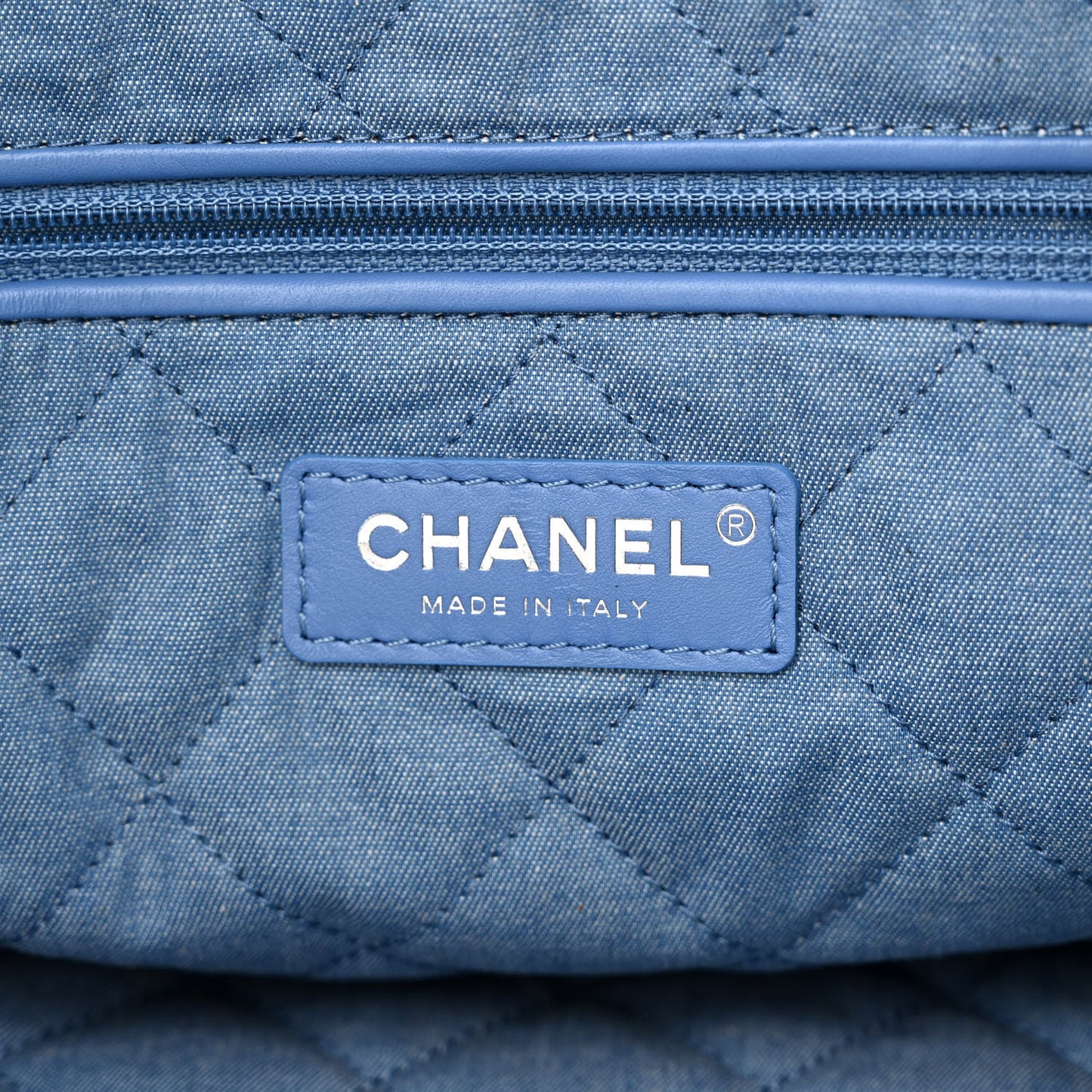 Denim Quilted Chanel 22 Blue
