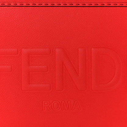 Fendi Vitello Cher Plexiglass Logo Debossed Medium Fendi Sunshine Shopper Tote Papavero 9 of 12
