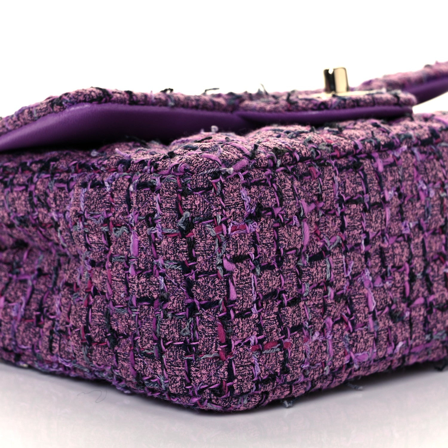 Chanel Tweed Quilted Mini Rectangular Flap Light Purple Pink Navy 27 of 36