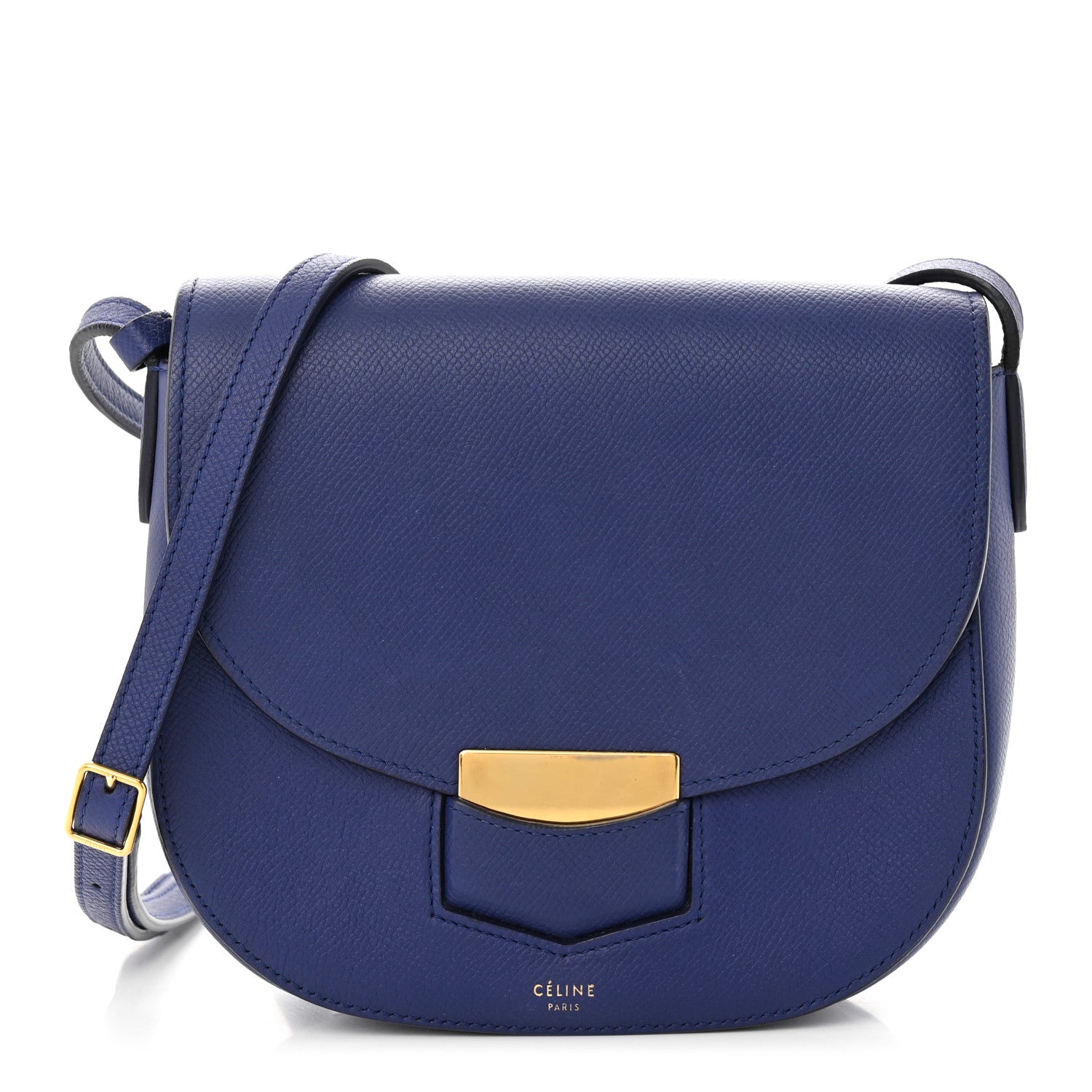 Celine Grained Calfskin Small Trotteur Indigo 1 of 11
