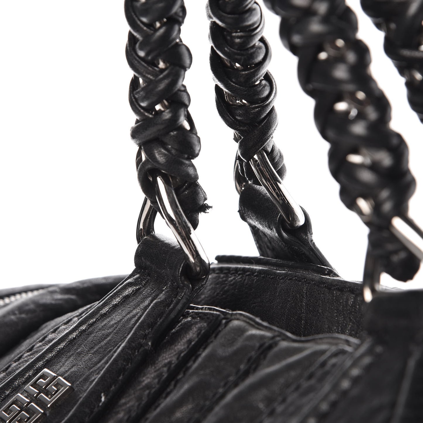 Wrinkled Lambskin Large Chain Wrap Nightingale Black