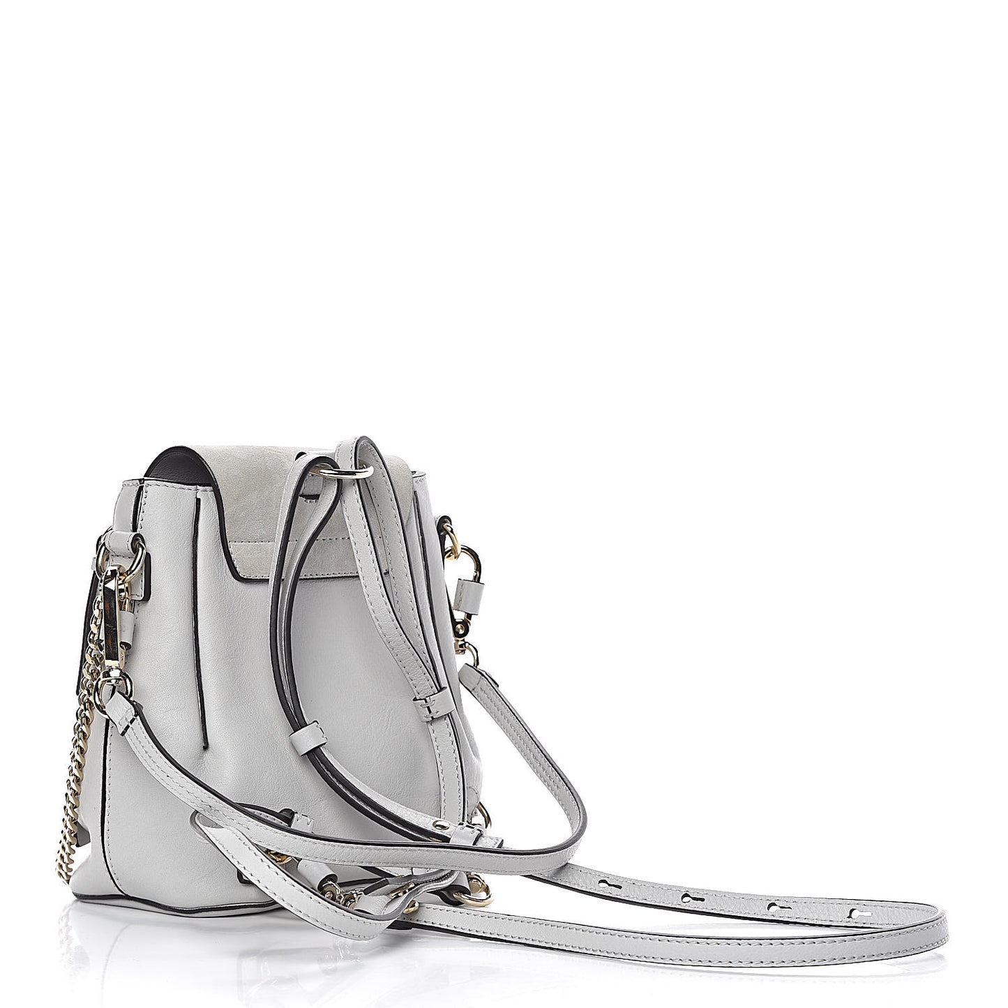 Suede Calfskin Mini Faye Backpack Airy Grey