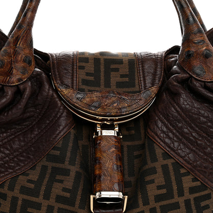Fendi Zucca Nappa Nuvolata Vitello Tortuga Spy  Tobacco Moro 10 of 13