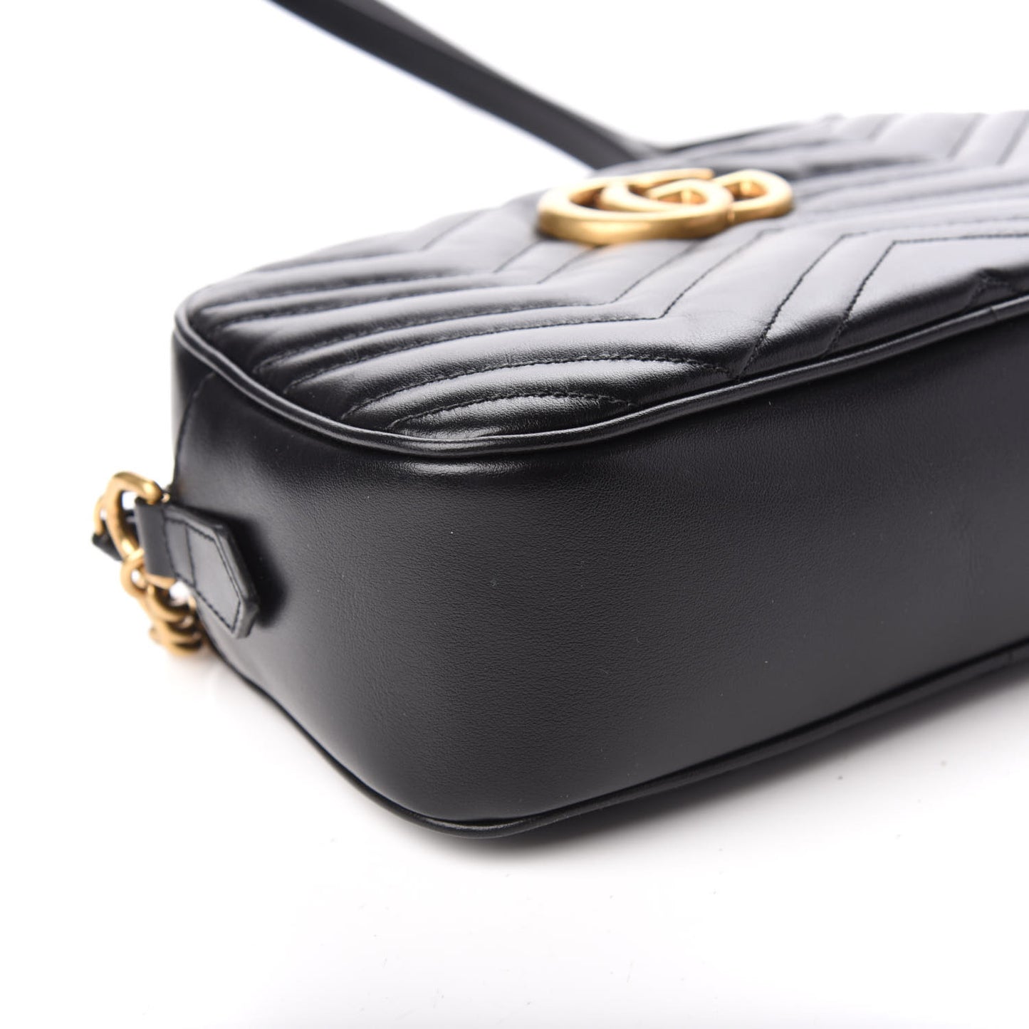 Calfskin Matelasse Small GG Marmont Chain Shoulder Bag Black
