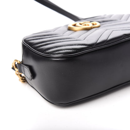 Gucci Calfskin Matelasse Small GG Marmont Chain Shoulder Bag Black 6 of 9