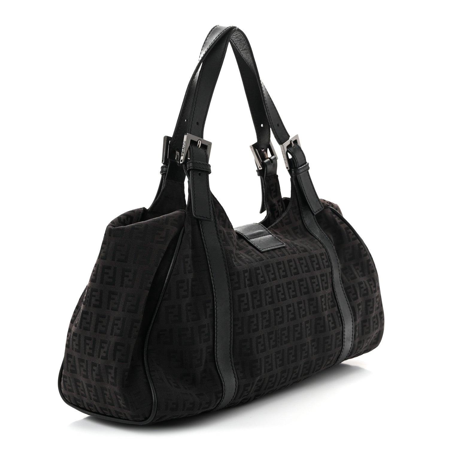 Fendi Zucchino Vitello Shoulder Bag Black Moro 3 of 10