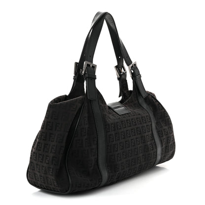Fendi Zucchino Vitello Shoulder Bag Black Moro 3 of 10