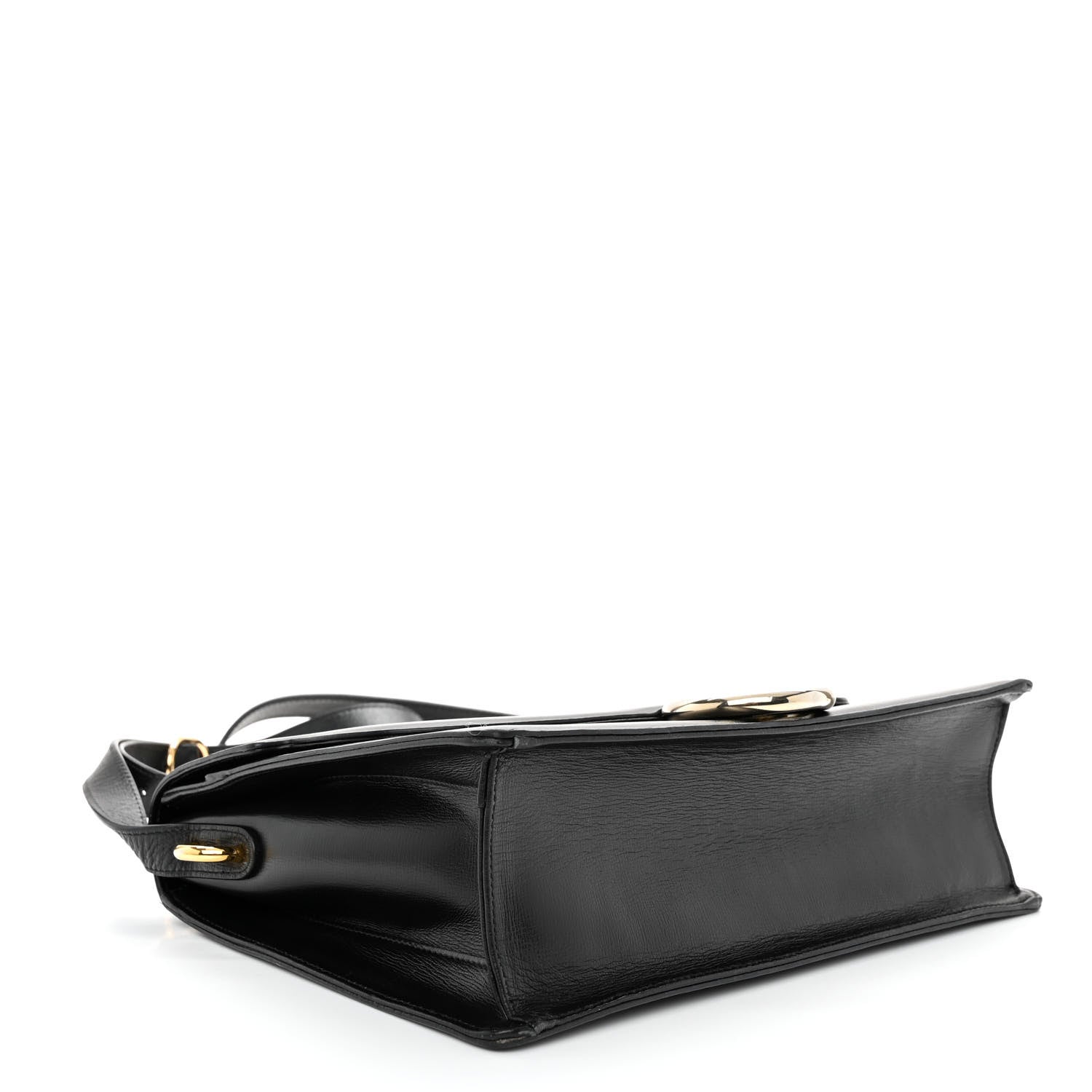 Gucci Textured Calfskin Medium Torchon GG Ring Shoulder Bag Black 4 of 11