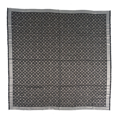 Louis Vuitton Silk Wool Monogram Denim Shawl Black 1 of 3