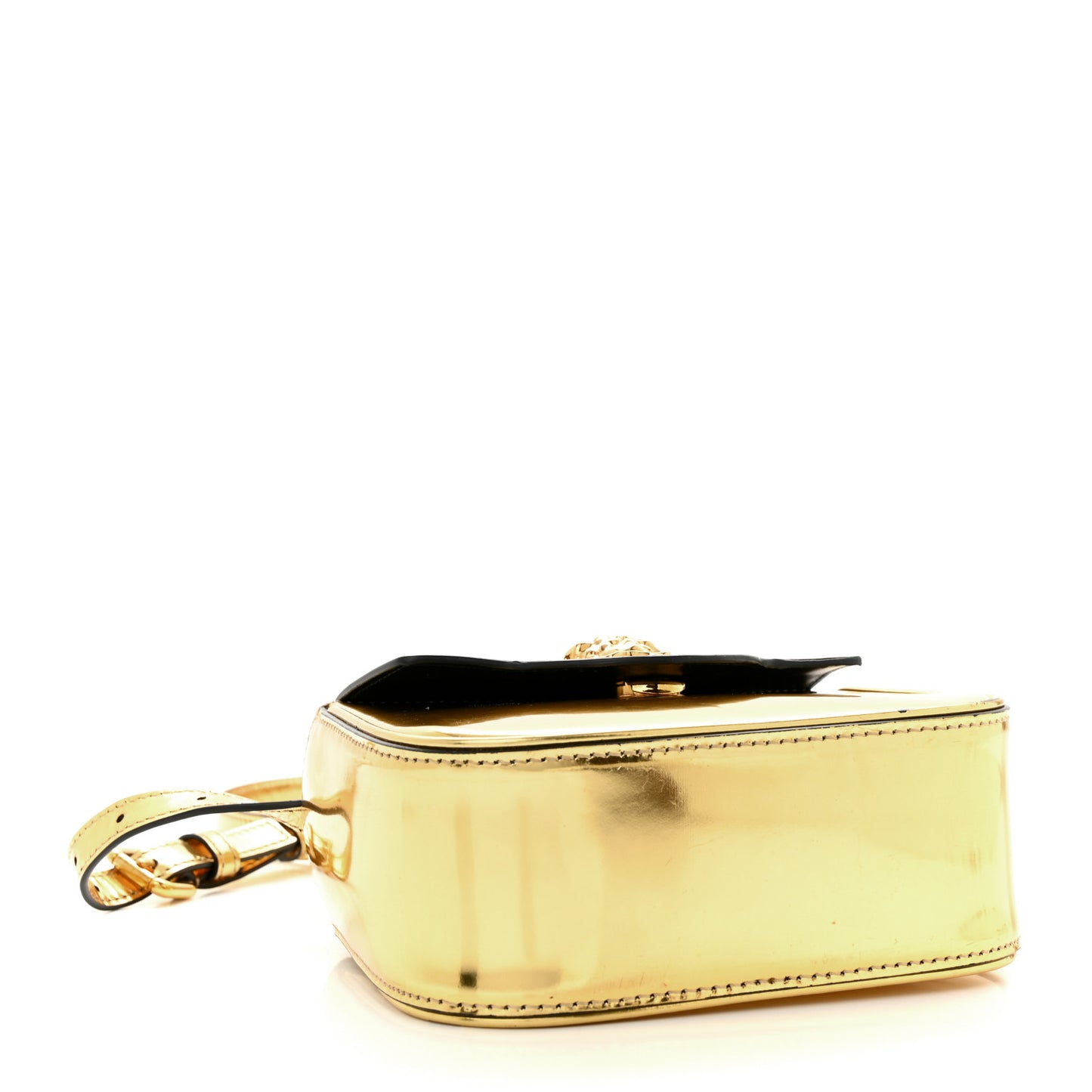 Metallic Calfskin Mini La Medusa Bag Gold