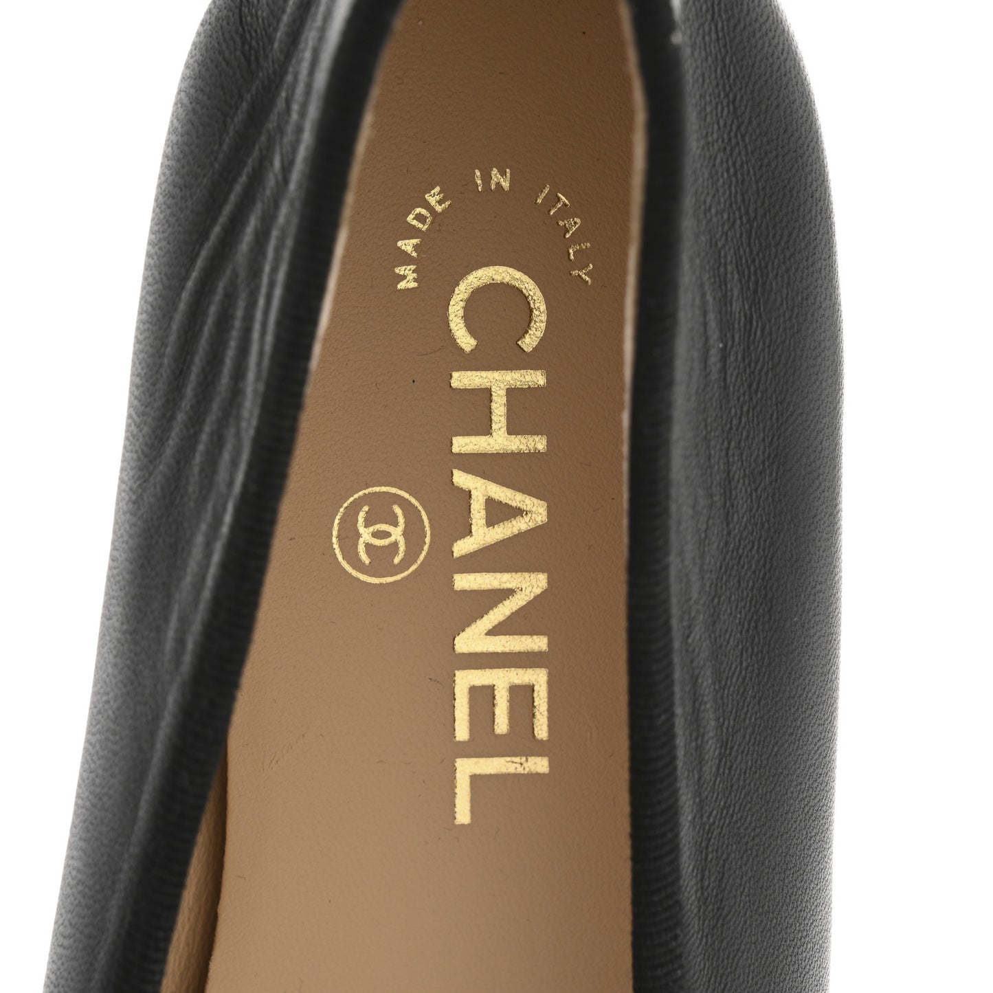 Lambskin Patent Cap Toe Ballerina Flats 41 Black