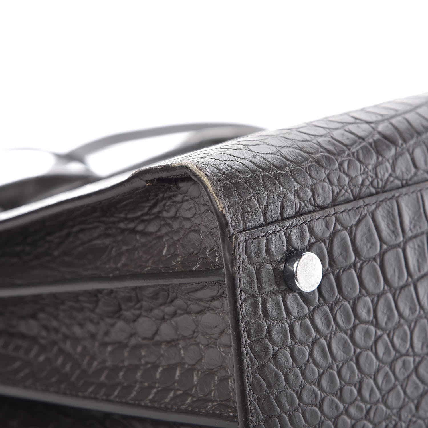 Saint Laurent Calfskin Crocodile Embossed Small Sac De Jour Coal 9 of 12