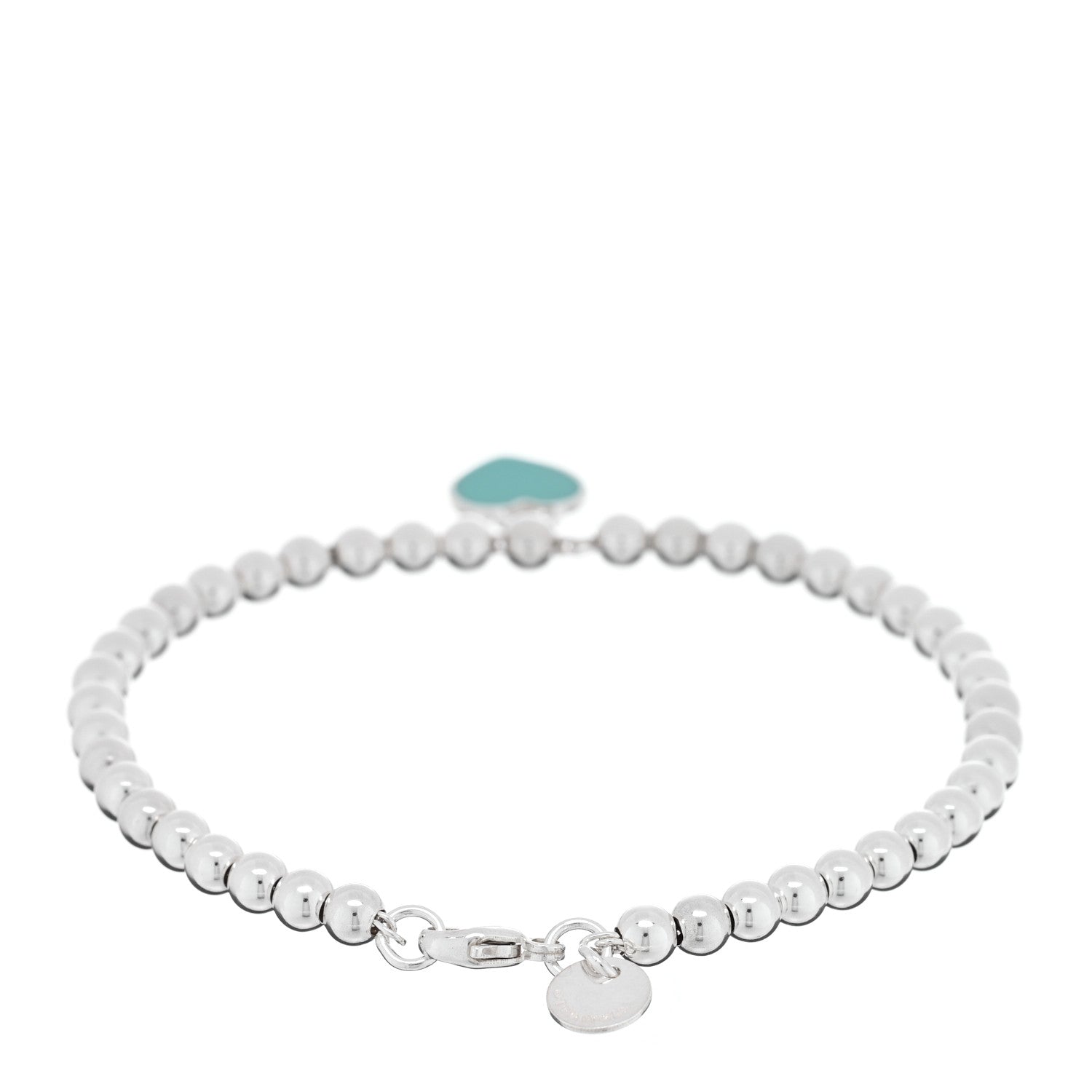 Tiffany Sterling Silver Enamel 4mm Return To Tiffany Heart Tag Bead Bracelet Blue 2 of 4