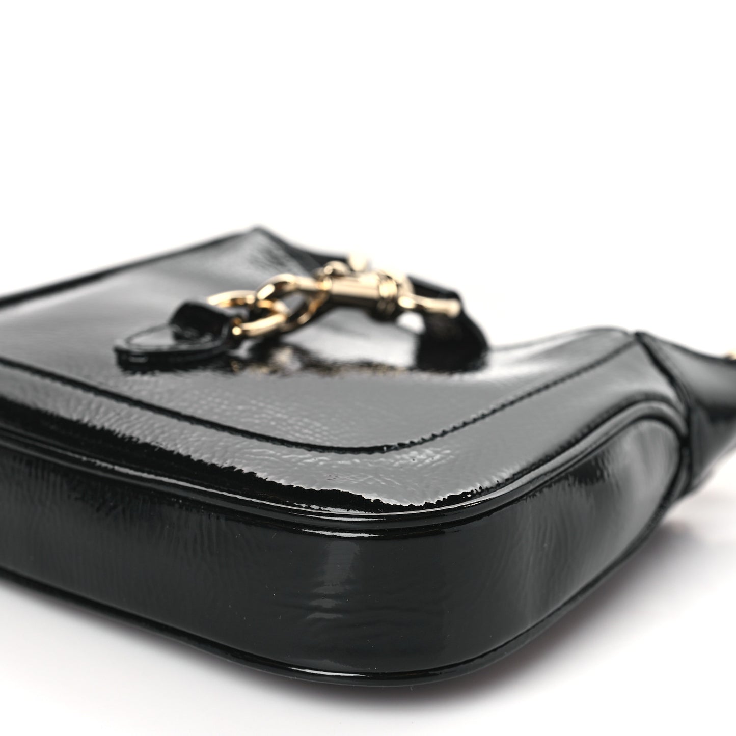 Crinkled Patent Mini Jackie Notte Bag Black