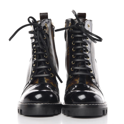 Louis Vuitton Patent Calfskin Monogram Star Trail Ankle Boots 38.5 Black 3 of 7