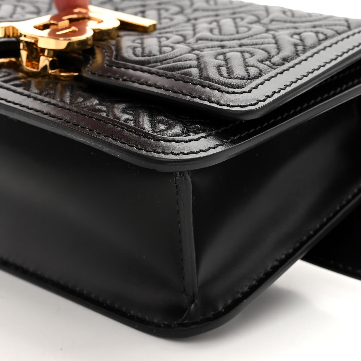 Lambskin Embossed Monogram TB Bum Bag Black