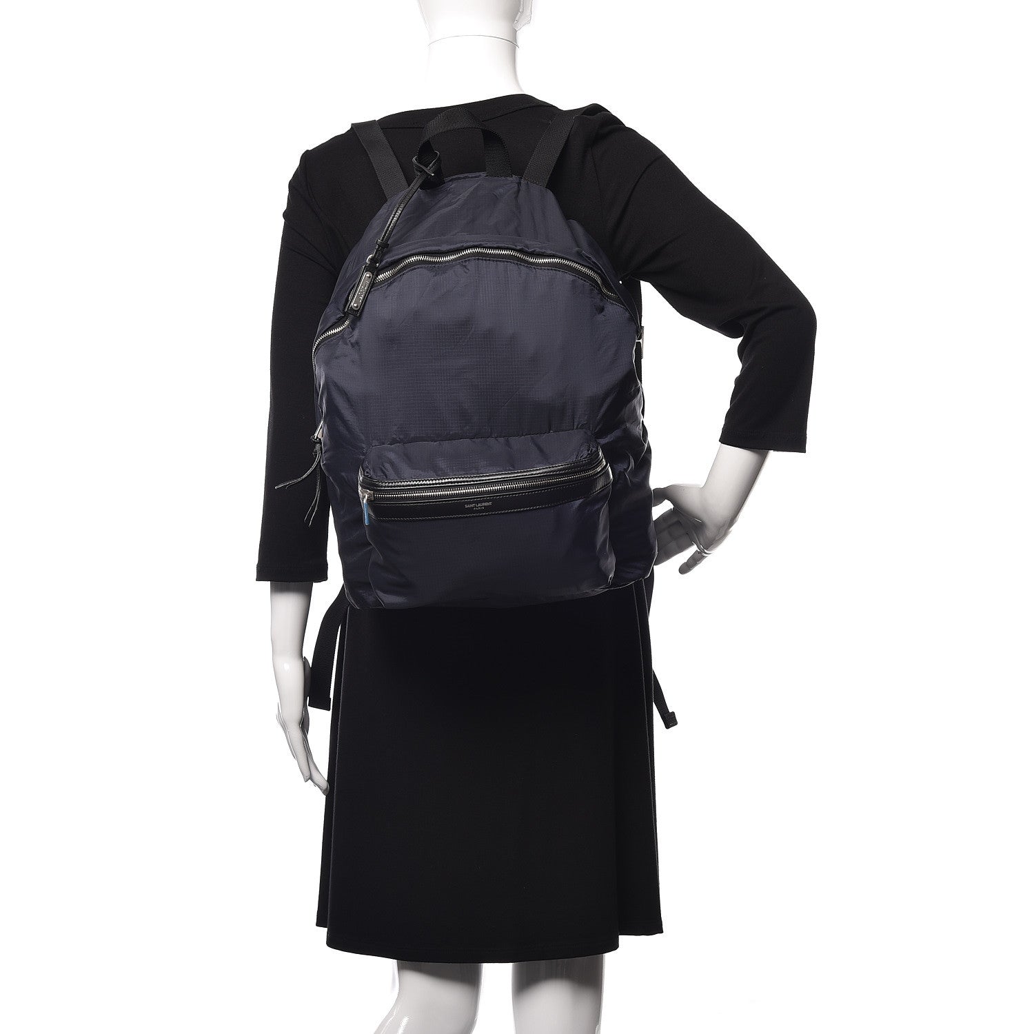 Saint Laurent Nylon City Fold Up Backpack Belt Bag Navy 2 of 15