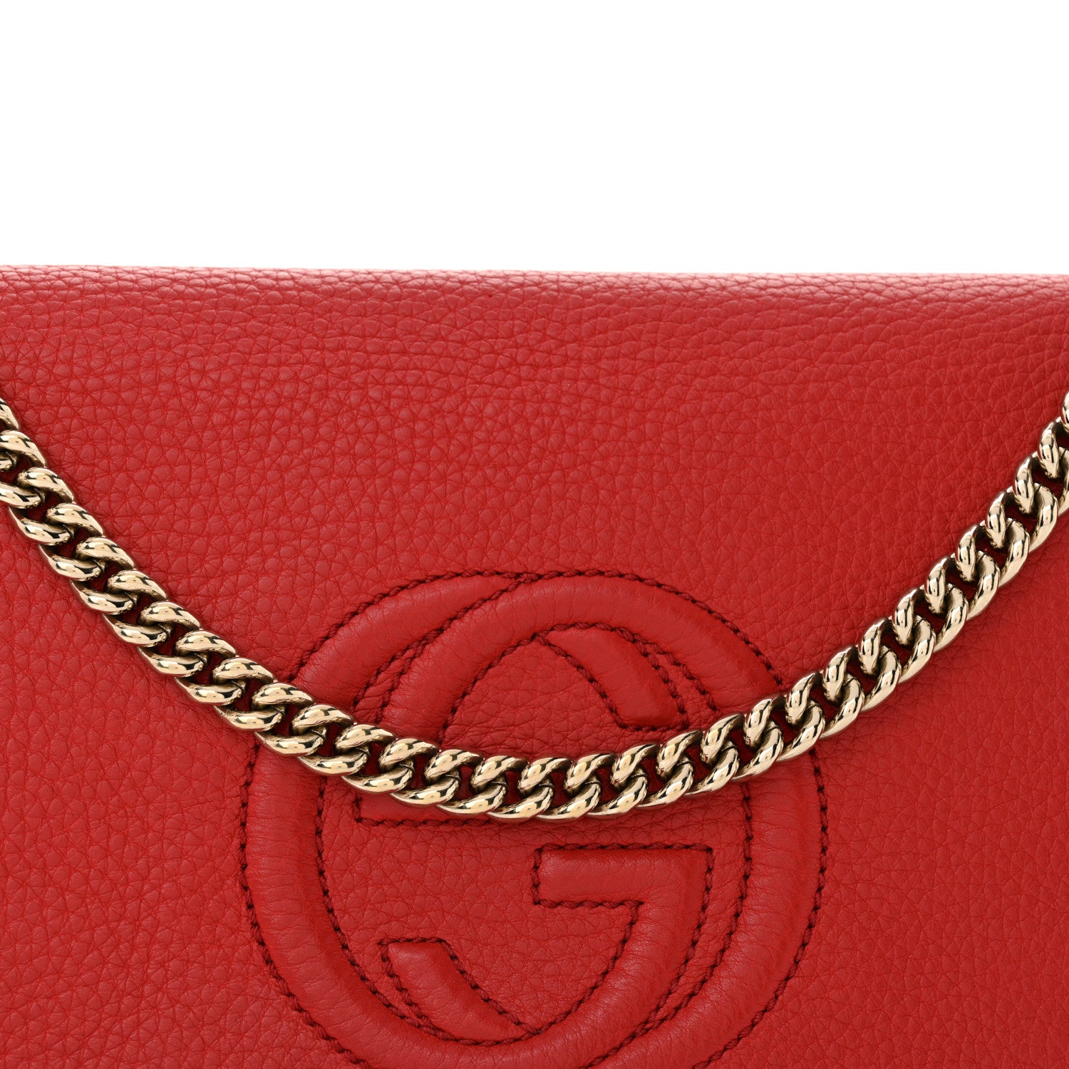 Gucci Pebbled Calfskin Medium Soho Flap Crossbody Vibrant Red 8 of 14
